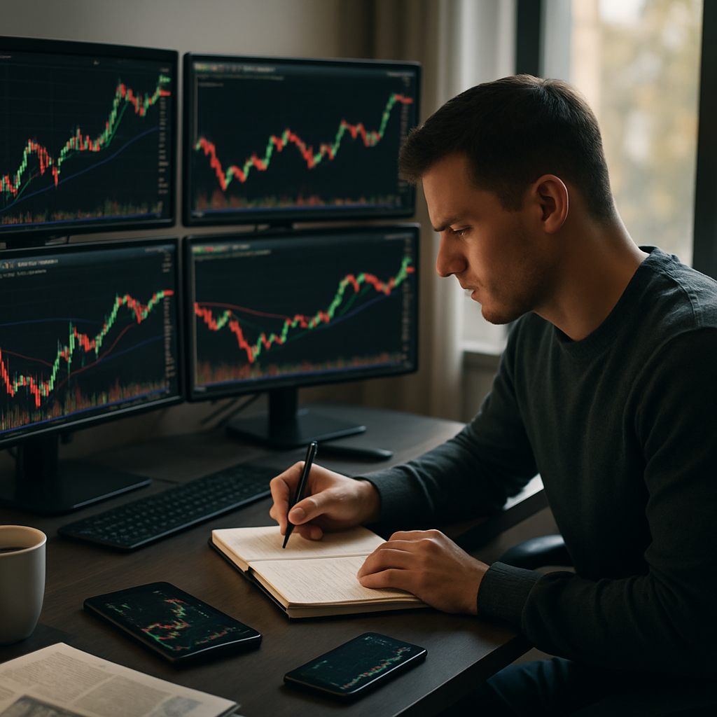 Graph and charts representing stock market and forex trading tips